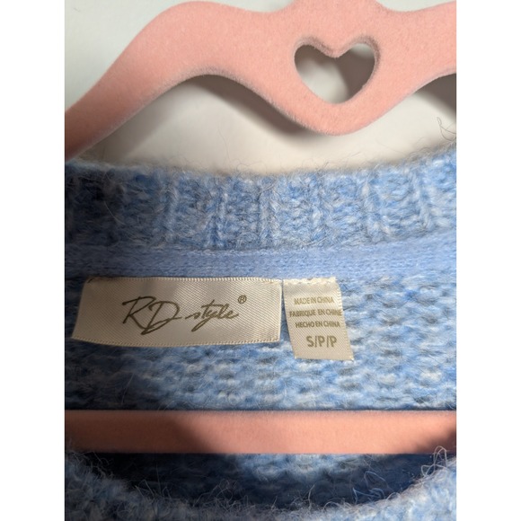 RD Style Womens Long Sleeves Knitted Riibbed Fluffy Crew Neck Pullover Small NWT - Picture 2 of 5